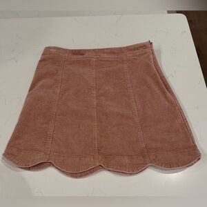 Altar'd State Corduroy Scalloped Mini Skirt in Rose